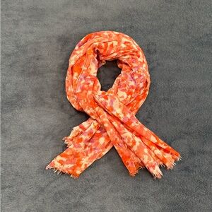 Ann Taylor Orange, Pink, and Purple Abstract Wool Blend Scarf